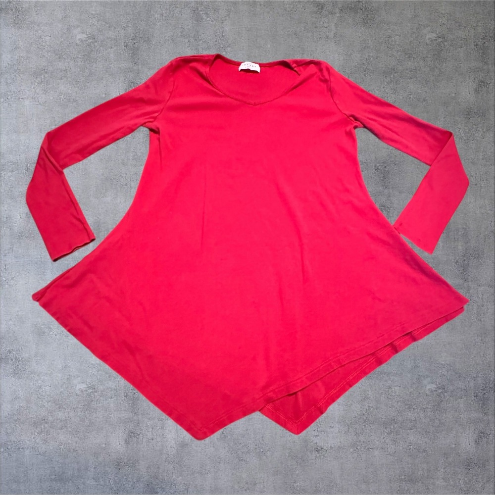 Johnny Womens Red V-Neck Long‎ Sleeve Unique Tunic Top XXXL Made in USA - Read